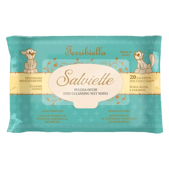 Ferribiella - Salviette Pulizia Occhi - Oogreinigingsdoekjes voor honden en katten - 20 stuks