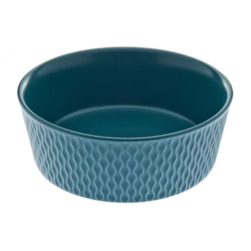 Ferribiella - keramische voerbak model 'Galatea' petroleumblauw - Ø 12 cm
