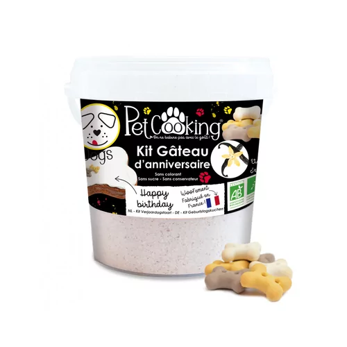 PetCooking - Kit 'Gâteau d'anniversaire' 350 g + 15 g- cakemix voor taart met vanillekoekjes